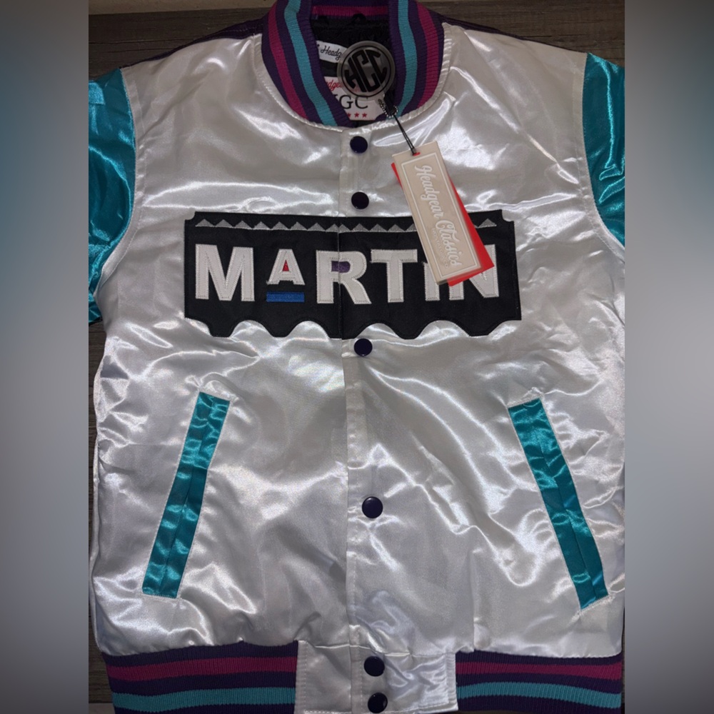 Martin Kids Satin Jacket - White and Teal
